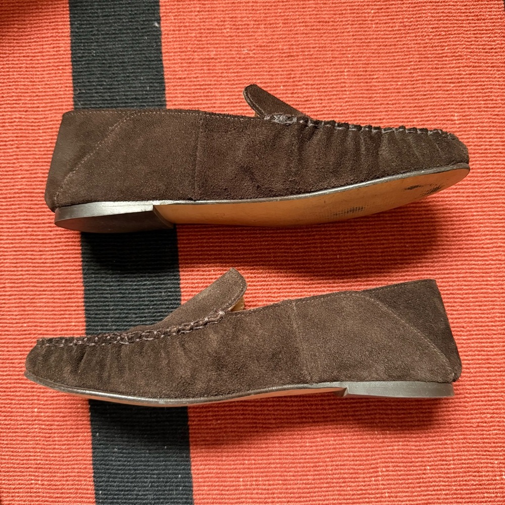 Flattered Bon Bon Loafers Chocolate Brown Suede Size 38 - Picture 8 of 11